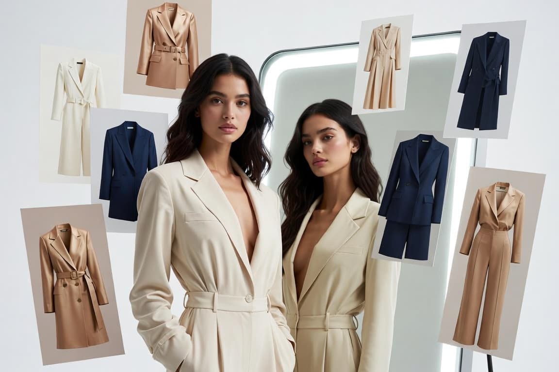 Apparel recommendation engine showing personalized clothing suggestions on a smart mirror interface